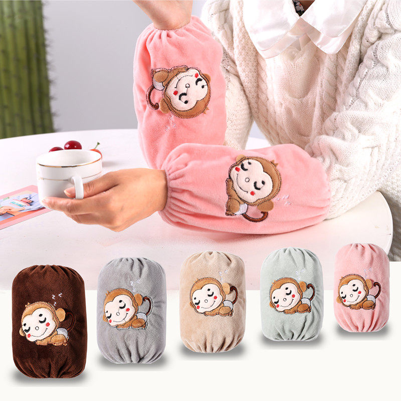 冬季防污袖套女可爱学生韩版儿童卡通套袖绣花款防尘护袖短款袖筒