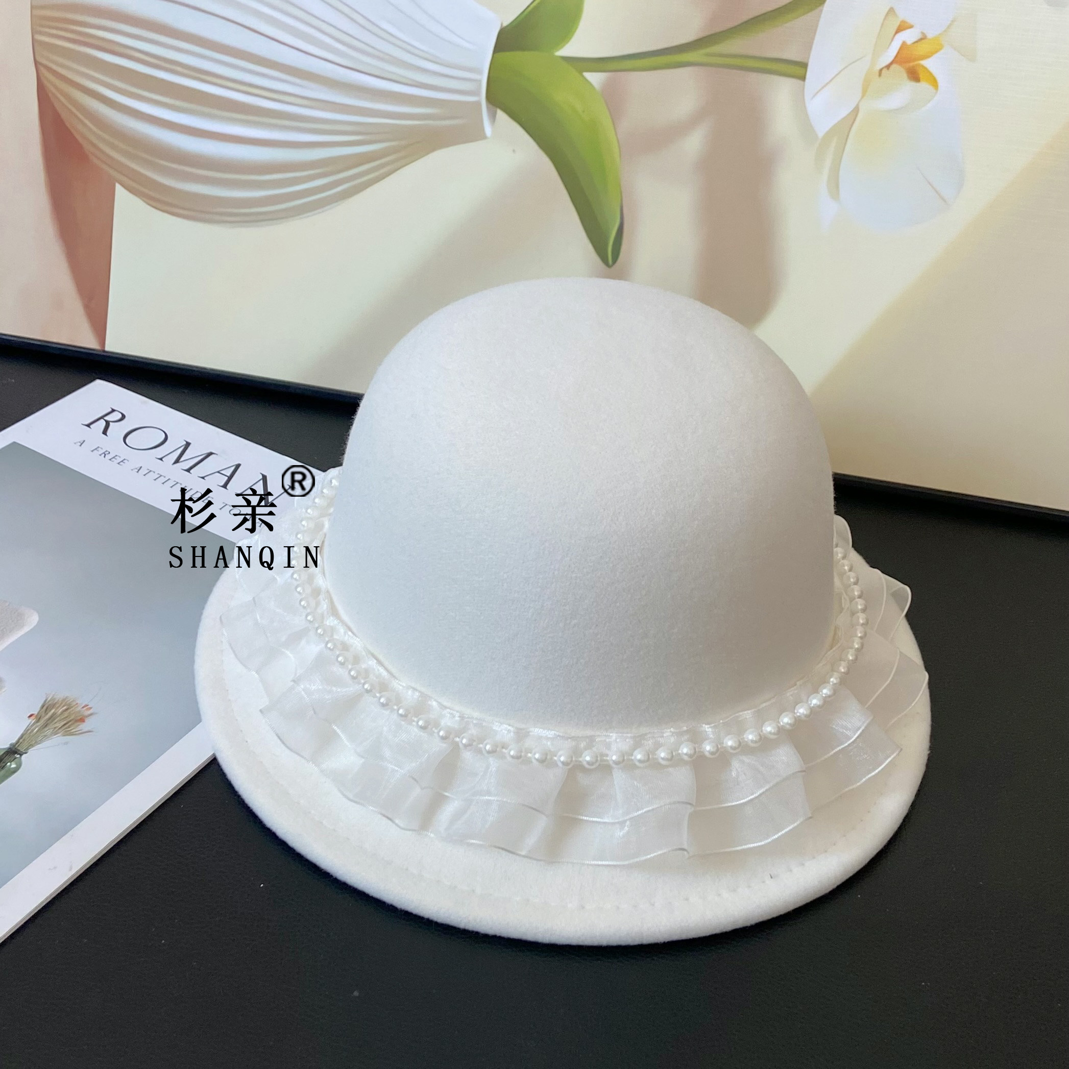 杉亲赫本风优雅蕾丝珍珠羊毛呢渔夫帽女秋冬小香风盆帽气质小礼帽,服饰配件/皮带/帽子/围巾,帽子,淘宝优惠券,粉丝福利购,淘宝优惠卷