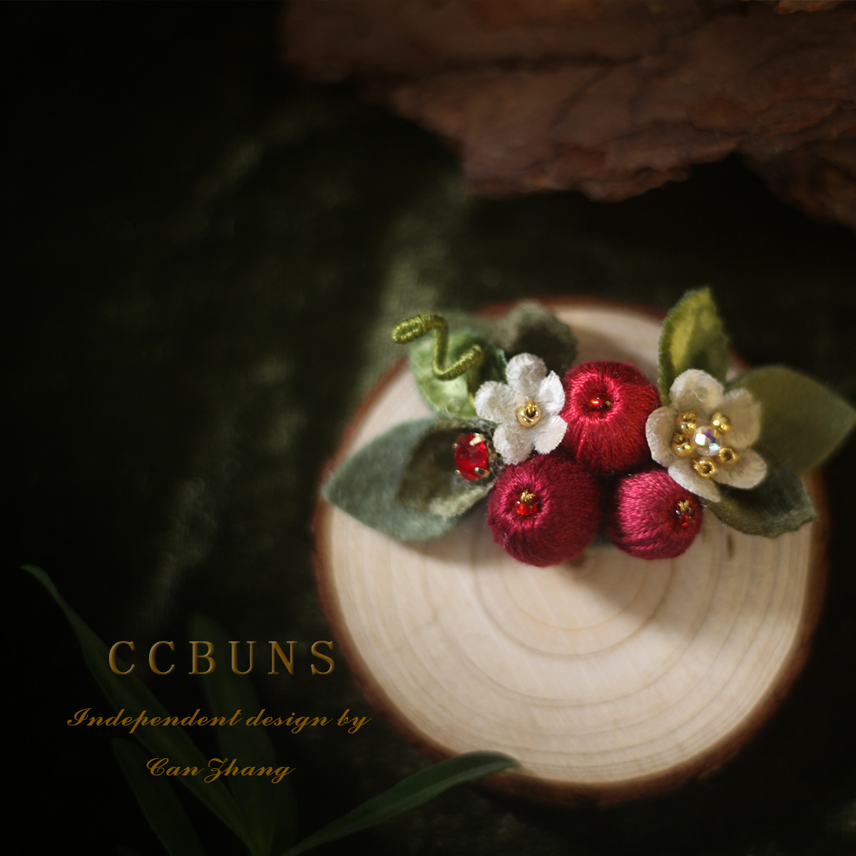 CCBUNS独立设计红色小浆果发夹，胸针