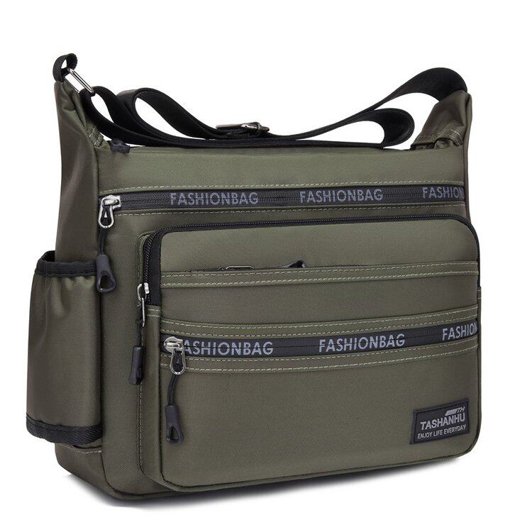 新款男式休闲男包牛津布包男横款单肩包斜挎包大容量斜跨旅行背包