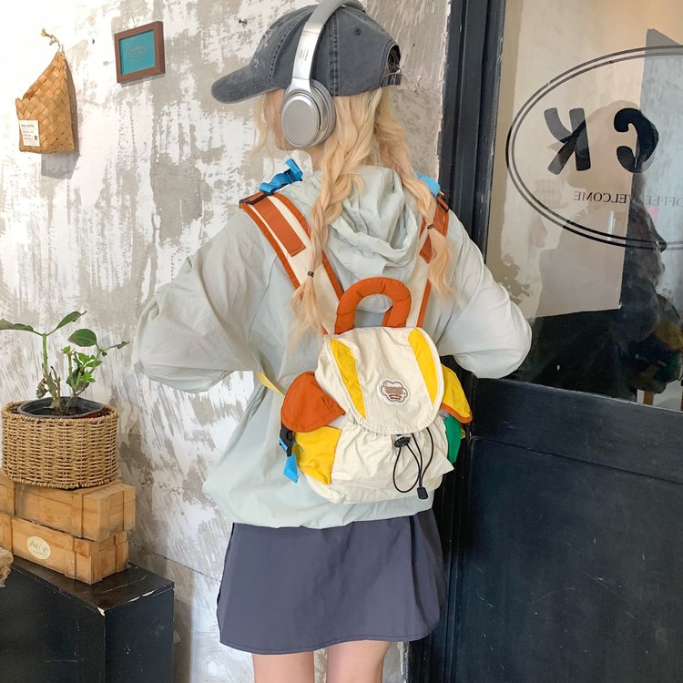 可爱双肩包撞色女生时尚背包