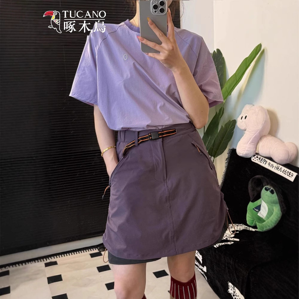 啄木鸟紫色工装裙裤女士新款夏季山系防走光半身裙运动小个子短裙