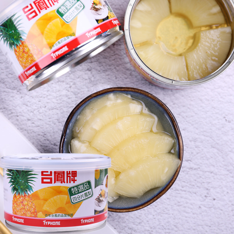 包邮 台湾台凤牌凤梨四分片菠萝果肉罐头227g*6罐装 进口水果罐头