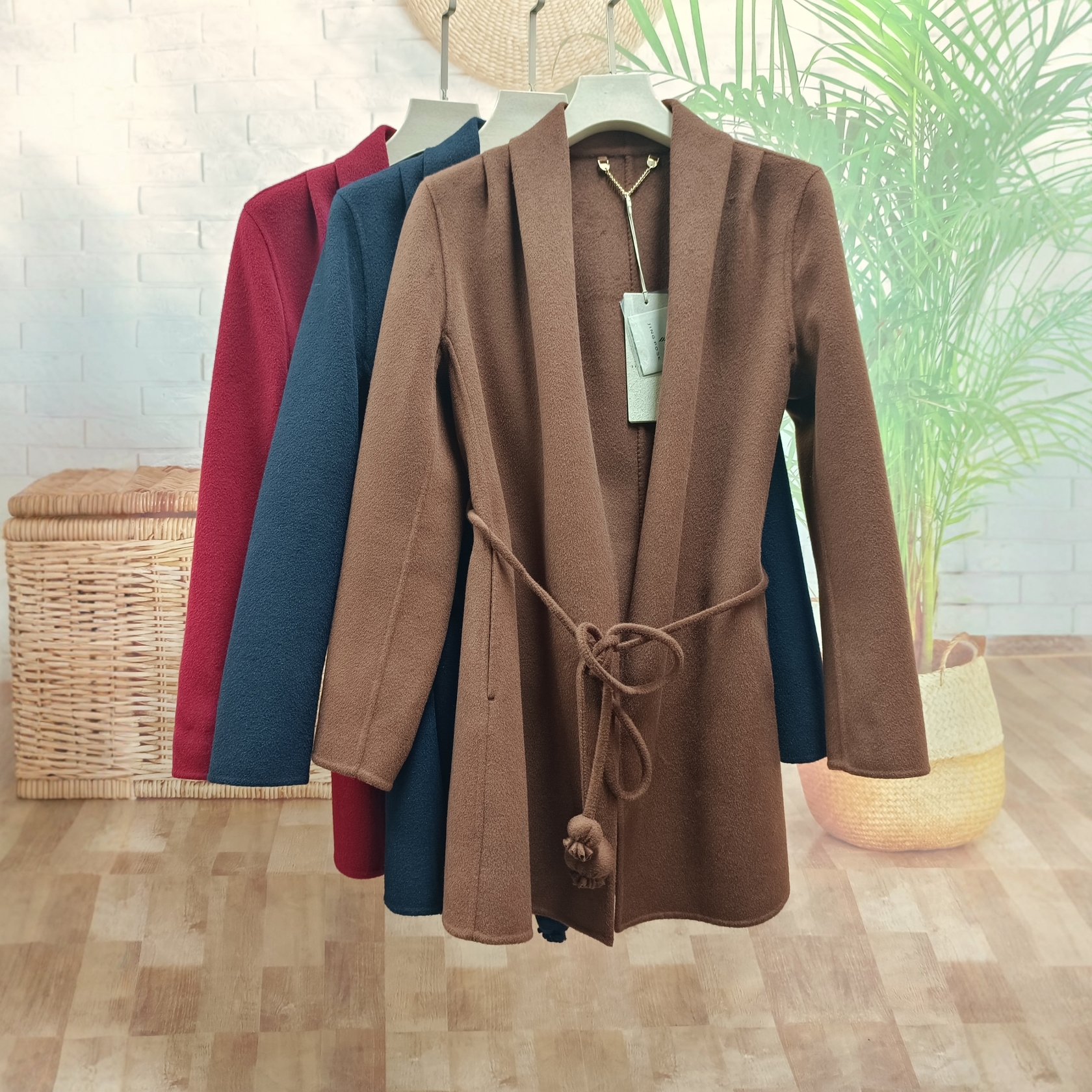 商场同款安可拉茵菲红双面10羊绒大衣女秋冬撤柜特惠法式毛呢外套