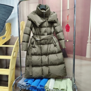 经典咖色轻奢冬季加厚保暖外套女时尚收腰显瘦中长款连帽羽绒服特