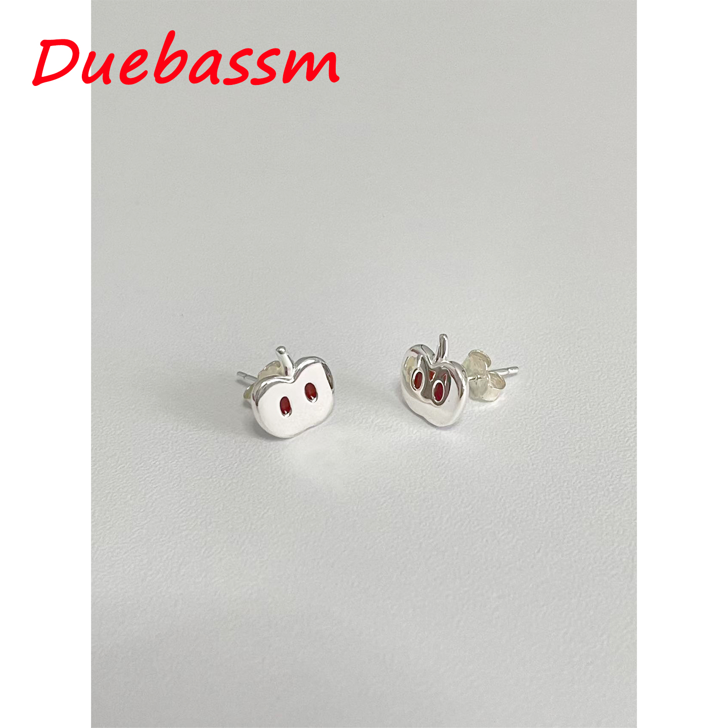 DUEBASSM纯银小苹果立体滴釉耳钉