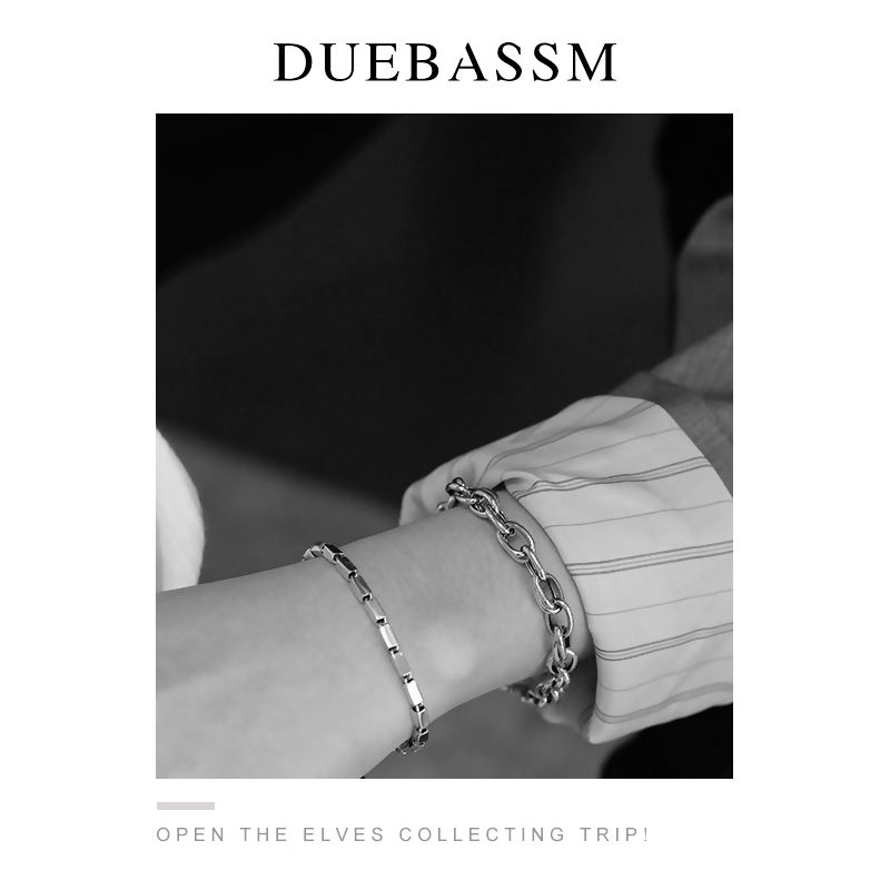 DUEBASSM女纯银几何冷淡风手链