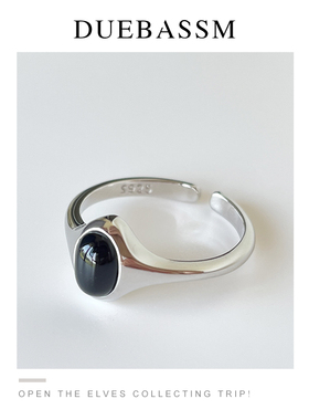 duebassm女纯银黑玛瑙简约戒指