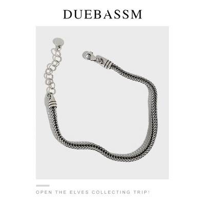 DUEBASSM情侣纯银编织复古手链