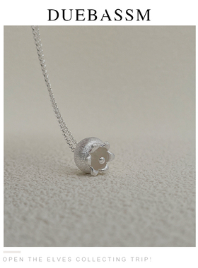 兰序/S925通体纯银铃兰花蕊项链女纯手工拉丝高级小众新中式饰品