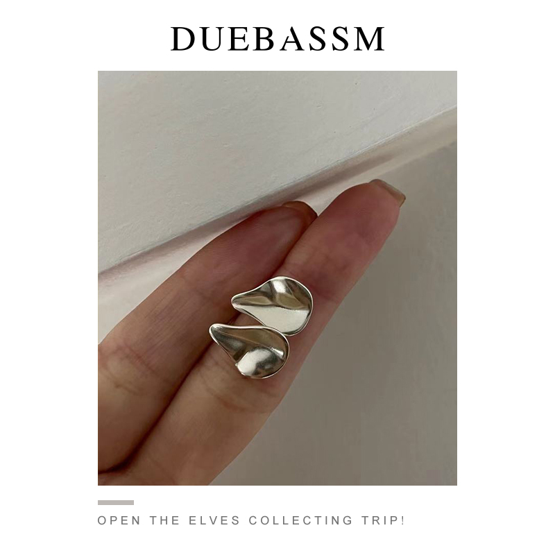 duebassm耳钉女纯银个性古法几何