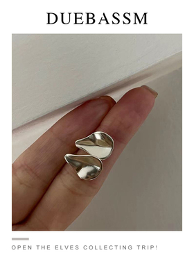 DUEBASSM耳钉女纯银ins个性古法几何耳环质感高级简约小众耳饰潮