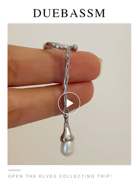 月泪/小众纯银耳夹无耳洞新款高级感天然珍珠长款个性手工耳环女