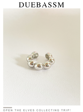 Duebassm西班牙设计师款通体925纯银豆豆耳夹女简约ins风珠珠耳饰