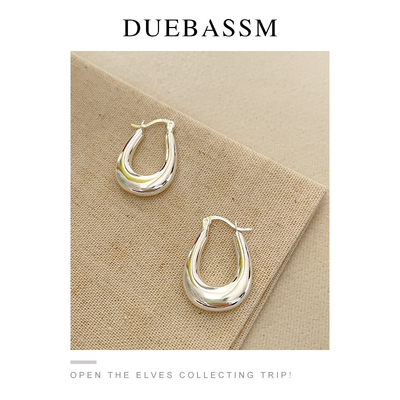 duebassm简约纯银女素圈耳环