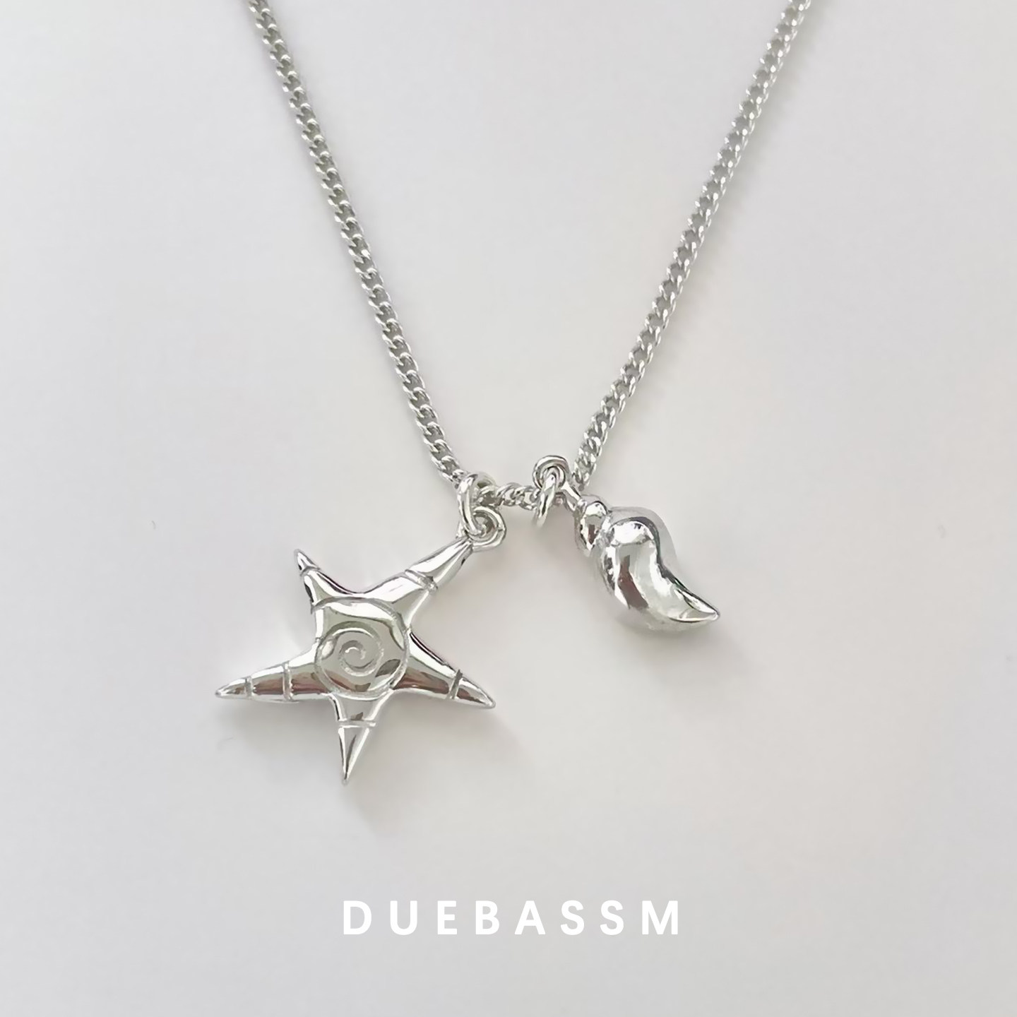 DUEBASSM通体925纯银项链五角星吊坠设计师款海星海螺趣味ins首饰