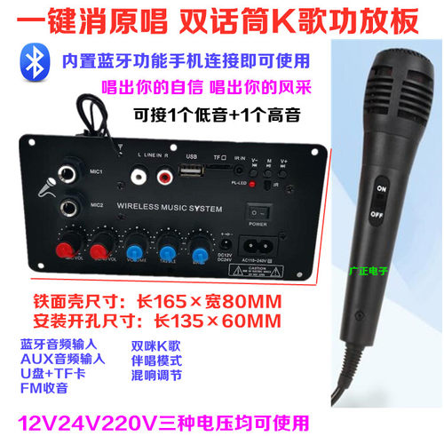 超大双话筒k歌消原音伴唱功放板