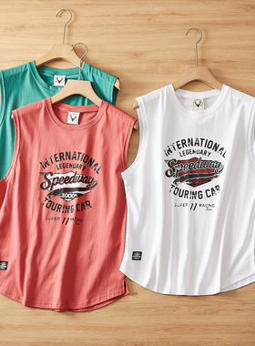 自留三件 HK潮簰订单 新疆长绒棉男圆领印花无袖打底T恤背心30629