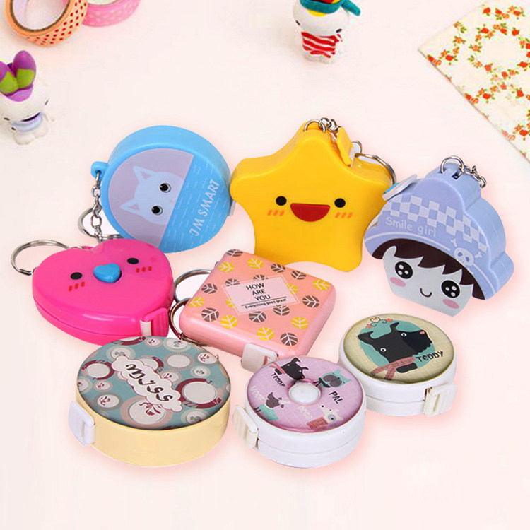 卡通狗迷你儿童卷尺测量三围身高随身尺皮尺量衣软尺一米可爱塑料