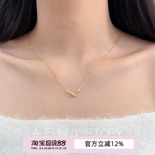 S925纯银绳结项链锁骨链轻奢小众