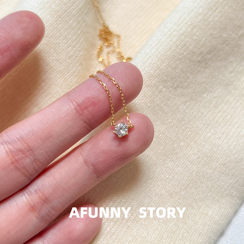 锆石S925银鼻屎钻项链