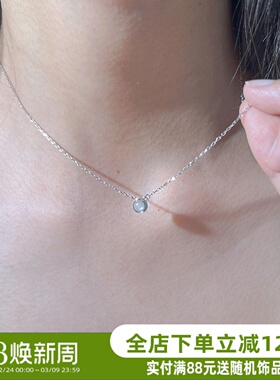 西西里岛.A Funny Story通体925银小众简约百搭蓝色项链锁骨链女