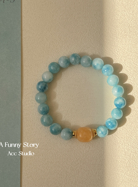 碧落苍苍｜AFunnyStory清凉925银天然海纹石手链高级新中式手串女