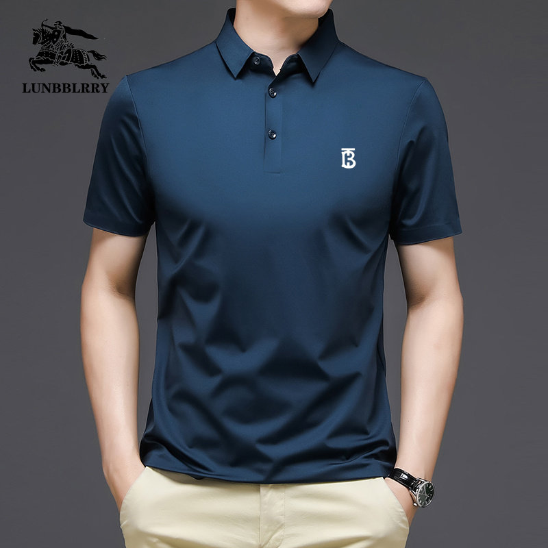 伦巴宝利娇短袖t恤男2026夏季新款桑蚕丝商务休闲冰丝翻领polo衫