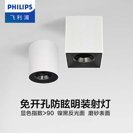 飞利浦led深嵌防眩射灯明装免开孔天花灯客厅家用无主照明小山丘