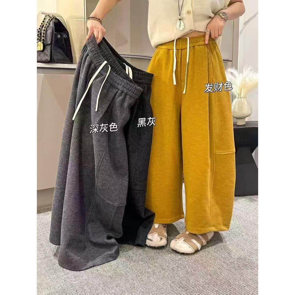 大码冬季新款韩版高品质加绒加厚毛呢阔腿裤女气质百搭显瘦气球裤,女装/女士精品,大码内搭,淘宝优惠券,粉丝福利购,淘宝优惠卷