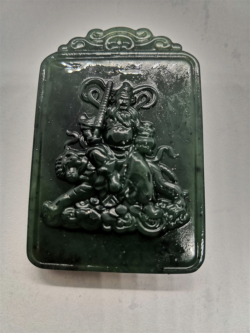 武财神赵公明挂件 天然泰山玉五路财神招财护身符风水收藏级吊坠