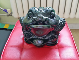 客厅办公桌面玄关开业家居饰品 天然泰山玉金蟾招财进宝大摆件