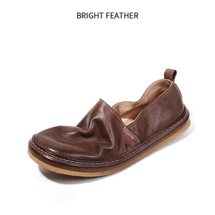 软皮软底牛皮一脚蹬意大利手工皮鞋马皮渔夫鞋男士夏季休闲乐福鞋