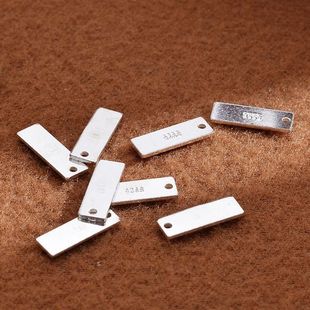 S925纯银diy银饰品配件 光面素银长方形银牌  手链项链挂件挂坠