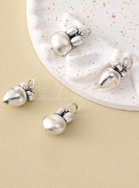 做旧复古 3D硬银S999足银萝卜兔子吊坠 DIY手链项链编绳配件材料