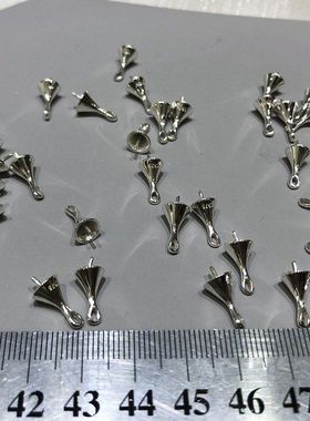 S925纯银吊坠珍珠空托吊盘DIY饰品配件 珠托银托珍珠圆珠托项坠