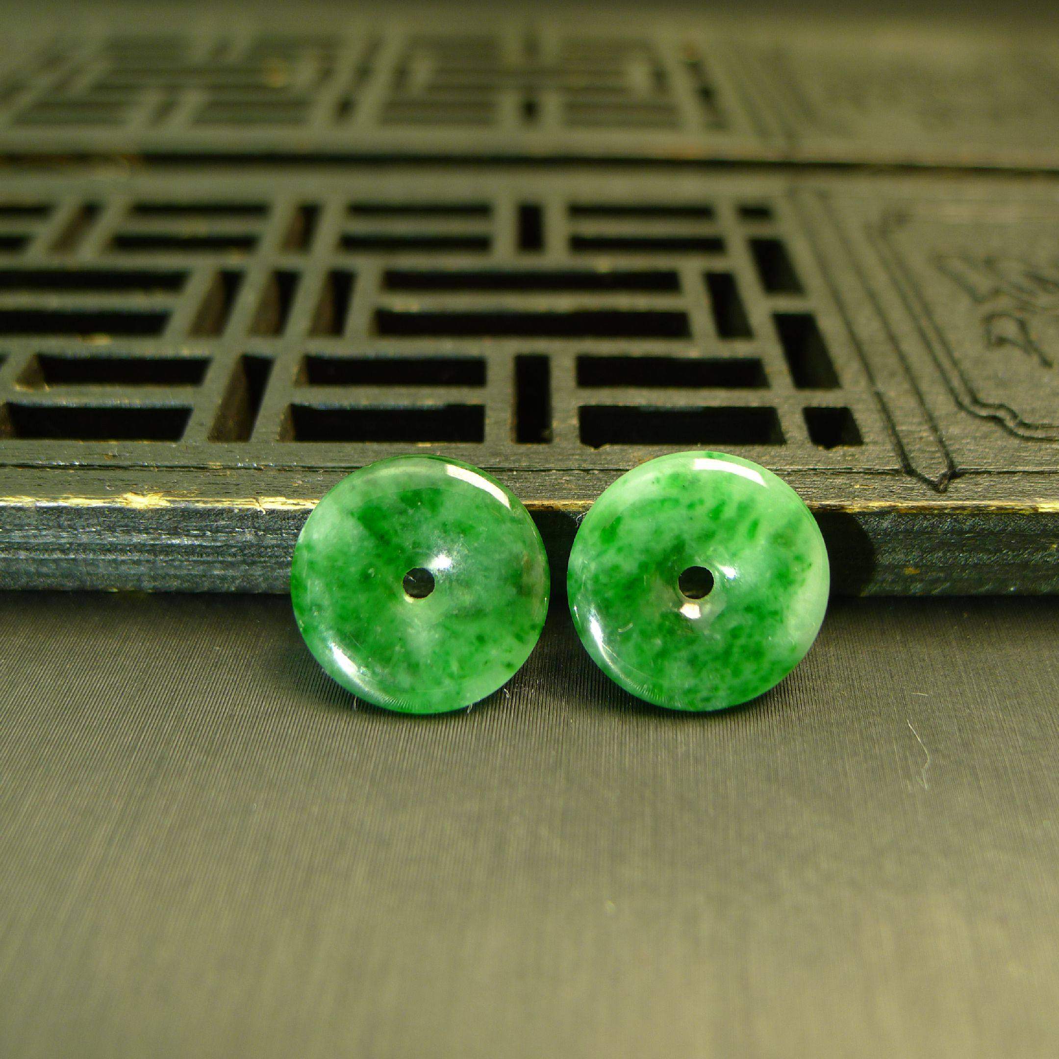 #K746一对冰糯底辣绿缅甸天然A货翡翠平安扣 镶嵌耳坠耳钉裸石,珠宝/钻石/翡翠,翡翠裸石/蛋面,淘宝优惠券,粉丝福利购,淘宝优惠卷