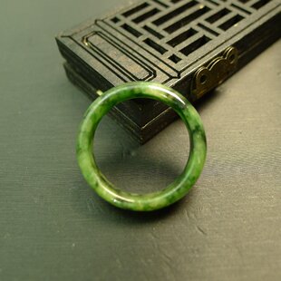#E751 23号圈口黄加绿天然A货老翡翠戒指指环