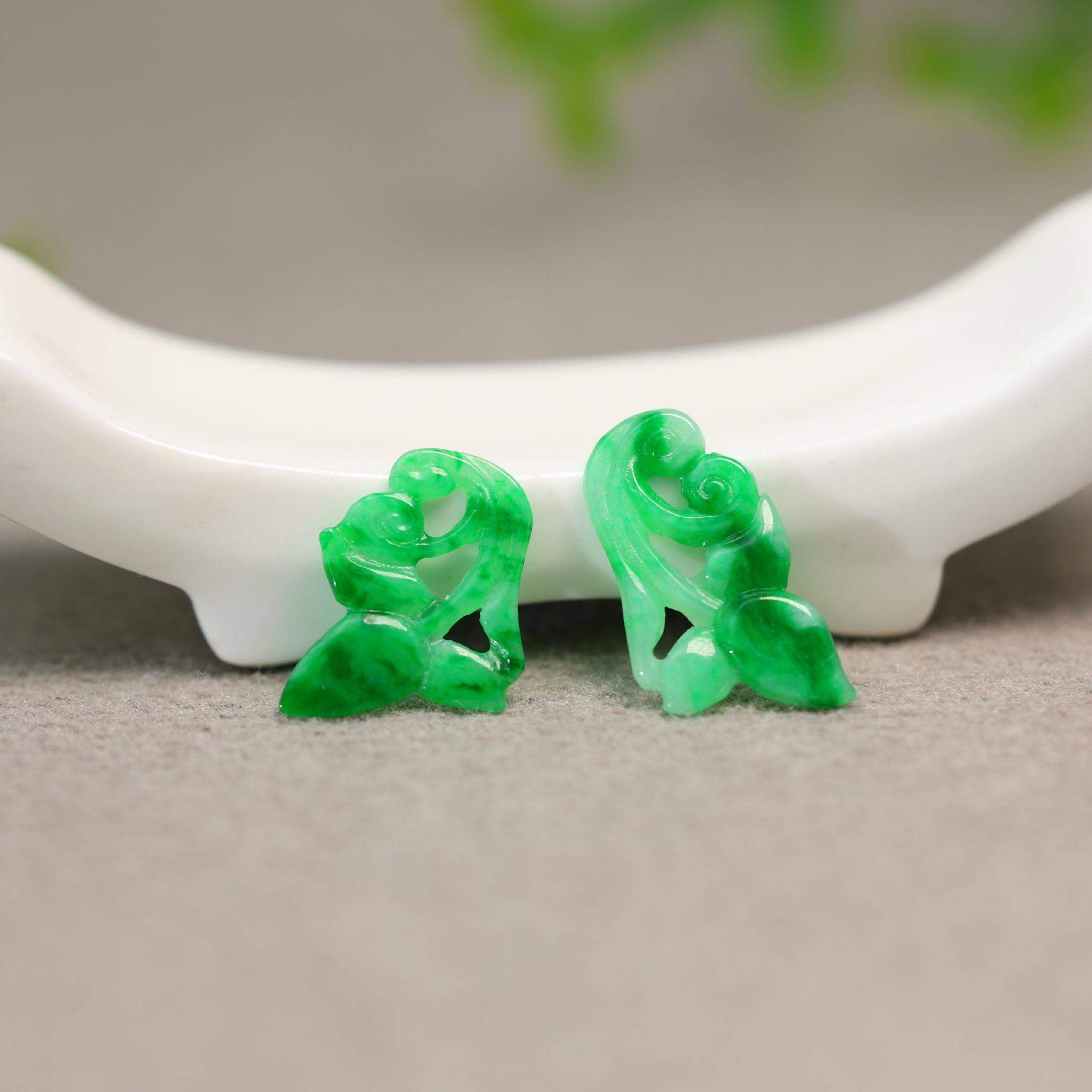 #I936一对冰种辣飘阳绿缅甸天然A货翡翠复古镂空寿桃耳坠花片,珠宝/钻石/翡翠,翡翠裸石/蛋面,淘宝优惠券,粉丝福利购,淘宝优惠卷