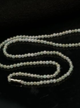 #E360 一条白色老坑冰种天然A货翡翠小米圆珠子项链手链