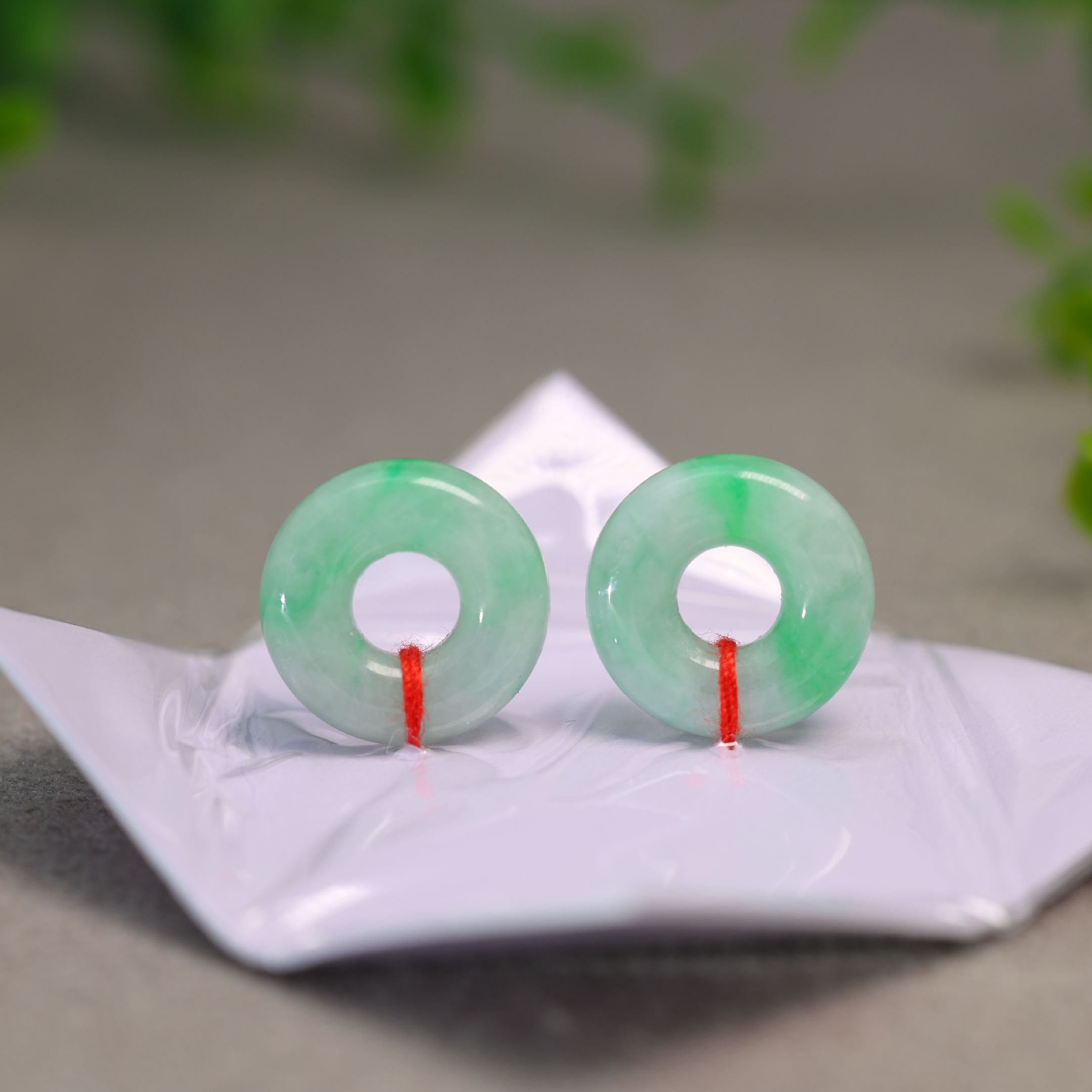 缅甸天然A货翡翠圆圈小环