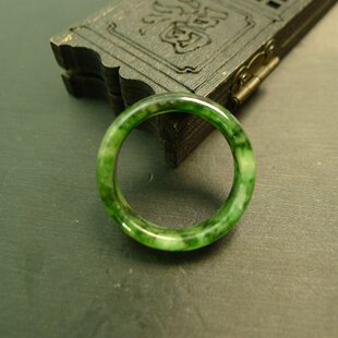 #F549 23号圈口黄加绿天然A货老翡翠戒指指环