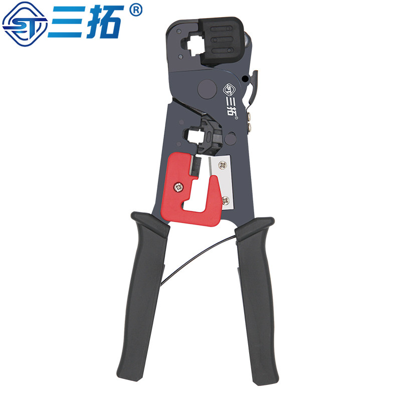 三拓 水晶头网线钳 六类6P/8P双口网络压线钳 剪剥压一体 ST-D268