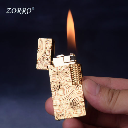 佐罗ZORRO煤油打火机窄机翻盖雕刻朗声机械火机批发侧滑 Z728星空