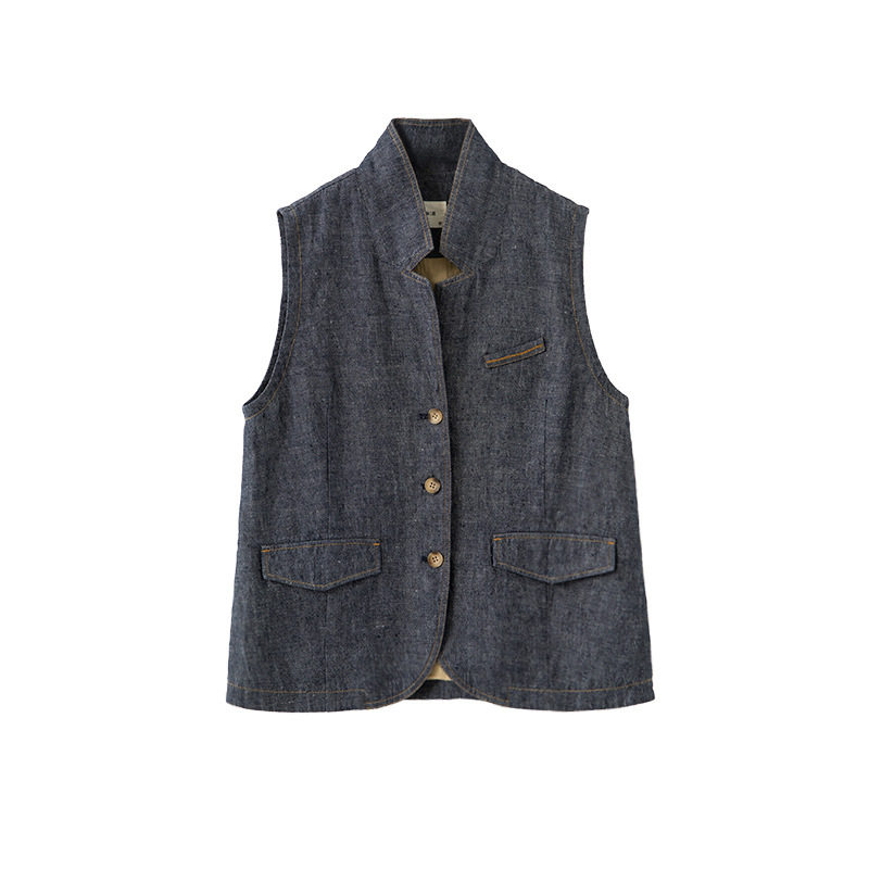 夏季新款文艺宽松两件套亚麻背心外搭上衣萝卜裤马甲宽松显瘦叠穿