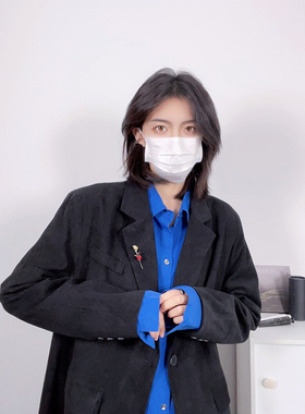 十一的信｜原创无性别灯芯绒西装复古黑外套轻熟日常休闲风