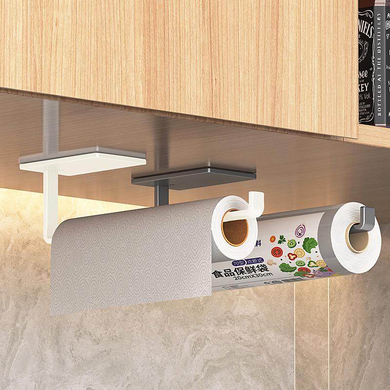 厨房纸巾架子免打孔用纸挂架橱柜卷纸架保鲜膜收纳单橱柜下置物架,收纳整理,纸巾架,淘宝优惠券,粉丝福利购,淘宝优惠卷