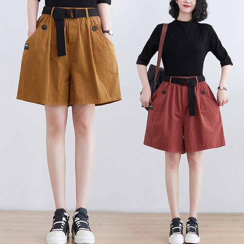 大码休闲工装短裤女士显瘦阔腿裤