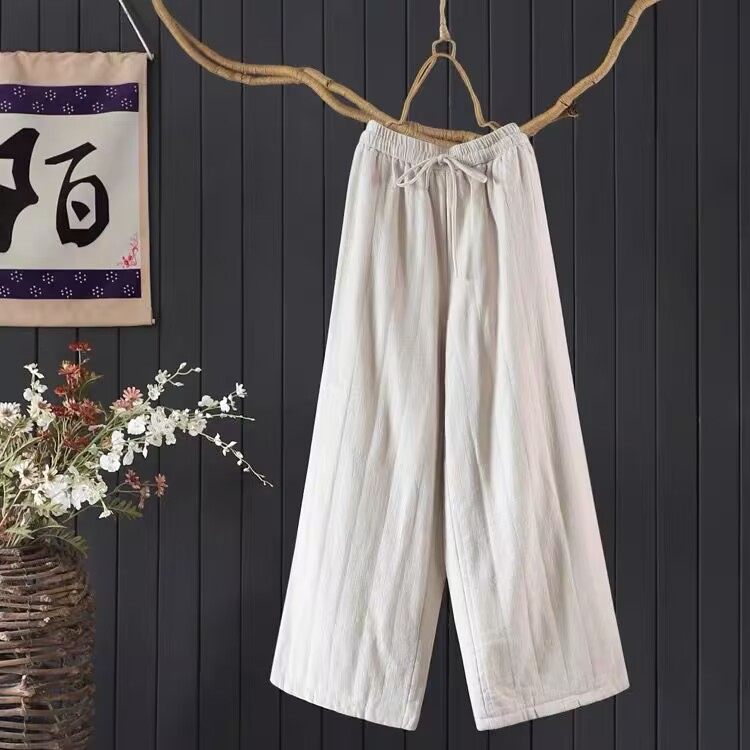 小菲家~纯色亚麻休闲阔腿棉裤女冬季外穿松紧腰宽松系带保暖裤子,女装/女士精品,棉裤/羽绒裤,淘宝优惠券,粉丝福利购,淘宝优惠卷