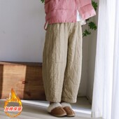 防风保暖九分裤 文艺夹棉灯笼裤 宽松显瘦阔腿哈伦裤 2024新款 女冬季